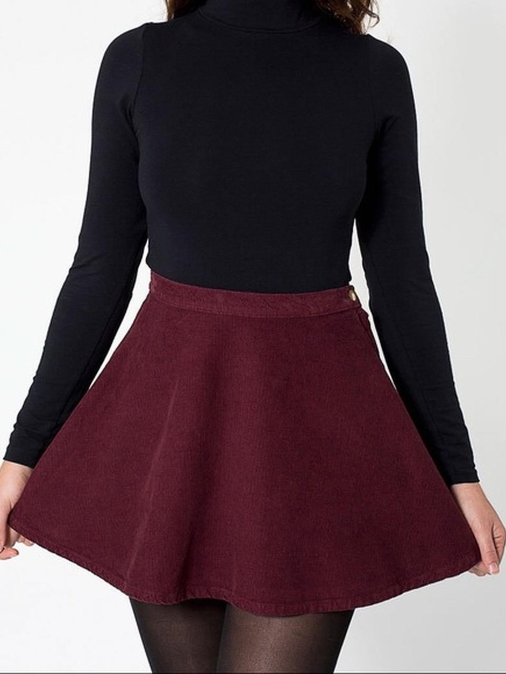 Vintage American Apparel Burgundy Corduroy Flared Skirt